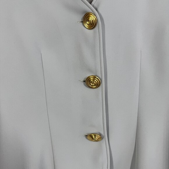 Vintage Marilyn Athens Gray Blouse Top Size 46 Gold Spiral Buttons Short Sleeve - Picture 4 of 12